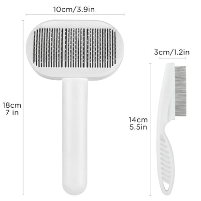 Prime Pets Cat Brush, Self-Cleaning Slicker Brush with Release Button, Cat Grooming Brush for Short or Long Haired Cats, Pet Brush for Kitten Bunny, Pet Hair Removal Tool PMT