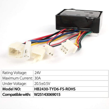 24V Control Module for Razor Dirt Quad Version11+, with 5 Connectors, 6 Pins Throttle, Model: HB2430-TYD6-FS-ROHS