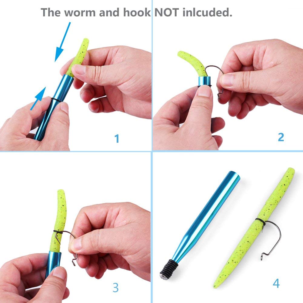 LotFancy Aluminum Alloy Wacky Worm Rig Tool and 10PCS O-Rings Kits for 4"&5" Senko & StickBaits
