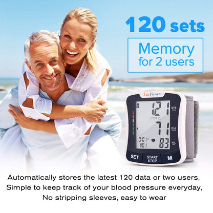 LotFancy Wrist Blood Pressure Monitor Cuff (2 Users, 120M(Talking Function))