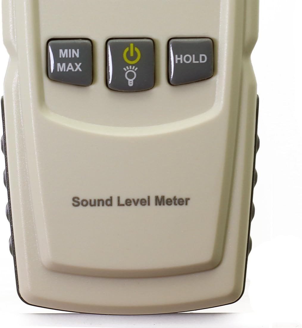 LotFancy Decibel Meter Sound Level Reader, DB SPL Meter Noise Detector, Range 30dba - 130dba with Max/Min Data Hold Function, Large Backlit LCD Display, Self-Calibrated Batteries Included