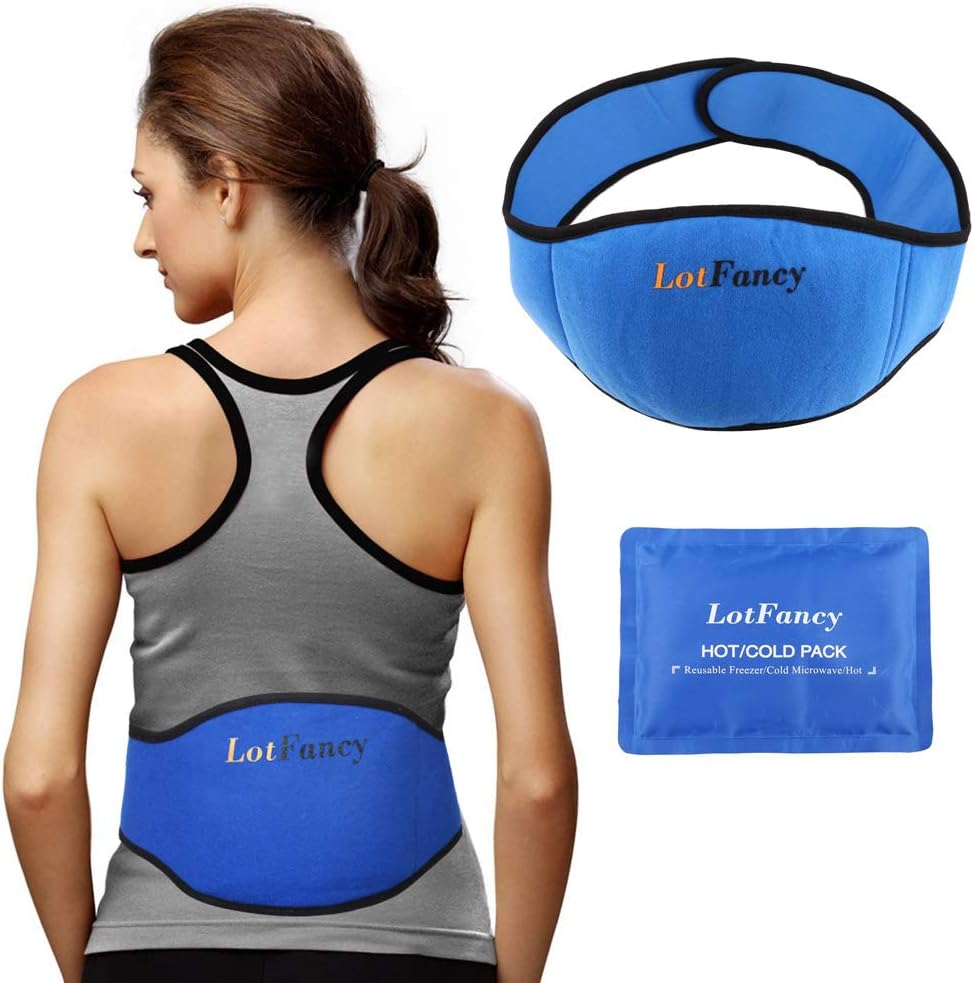 LotFancy Hot Cold Pack for Lower Back Pain Relief, Belly, Waist, Hip, Lumbar, Abdomen Injuries - Gel Ice Pack with Wrap - Cooling Heating Therapy for Sciatica Nerve, Coccyx, Scoliosis Herniated Disc