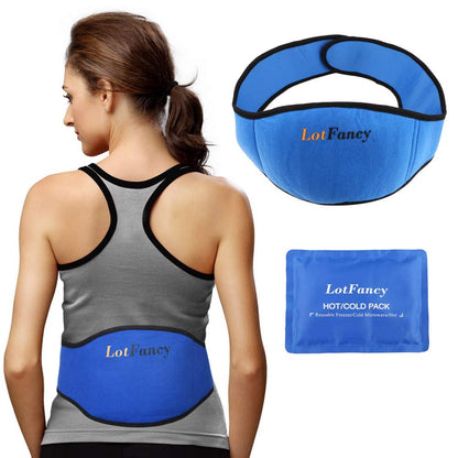 LotFancy Hot Cold Pack for Lower Back Pain Relief, Belly, Waist, Hip, Lumbar, Abdomen Injuries - Gel Ice Pack with Wrap - Cooling Heating Therapy for Sciatica Nerve, Coccyx, Scoliosis Herniated Disc