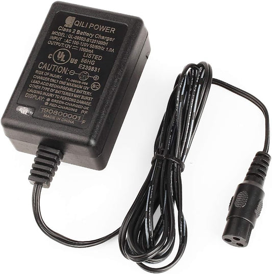 12V 1A Scooter Battery Charger for Razor E90, PowerRider 360, Jr. Electric Wagon, Boreem Tankman, Mambo Liberty 312, Xcooter Tornado XC505GT2, Minimoto Submersible Cruiser, Replacement W13111401014