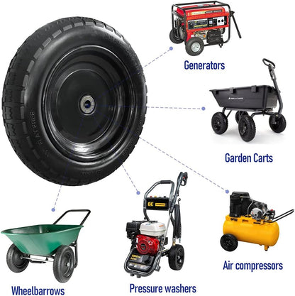 LotFancy 2 Pack 13” Flat Free Tire for Gorilla Cart, 5/8” Axle, 2.16” Offest Hub