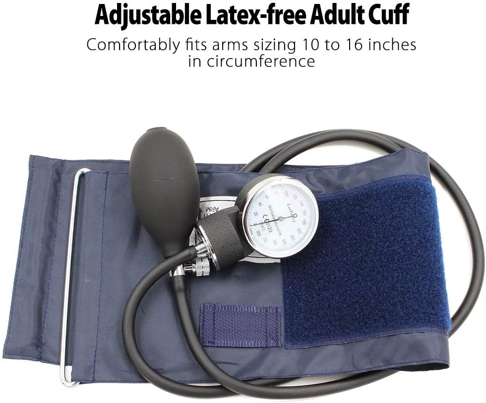 Aneroid Sphygmomanometer, LotFancy Manual Blood Pressure Cuff, BP Stethoscope Kit with Adult Size Cuff (10”-16"), Carrying Case Calibrator Included