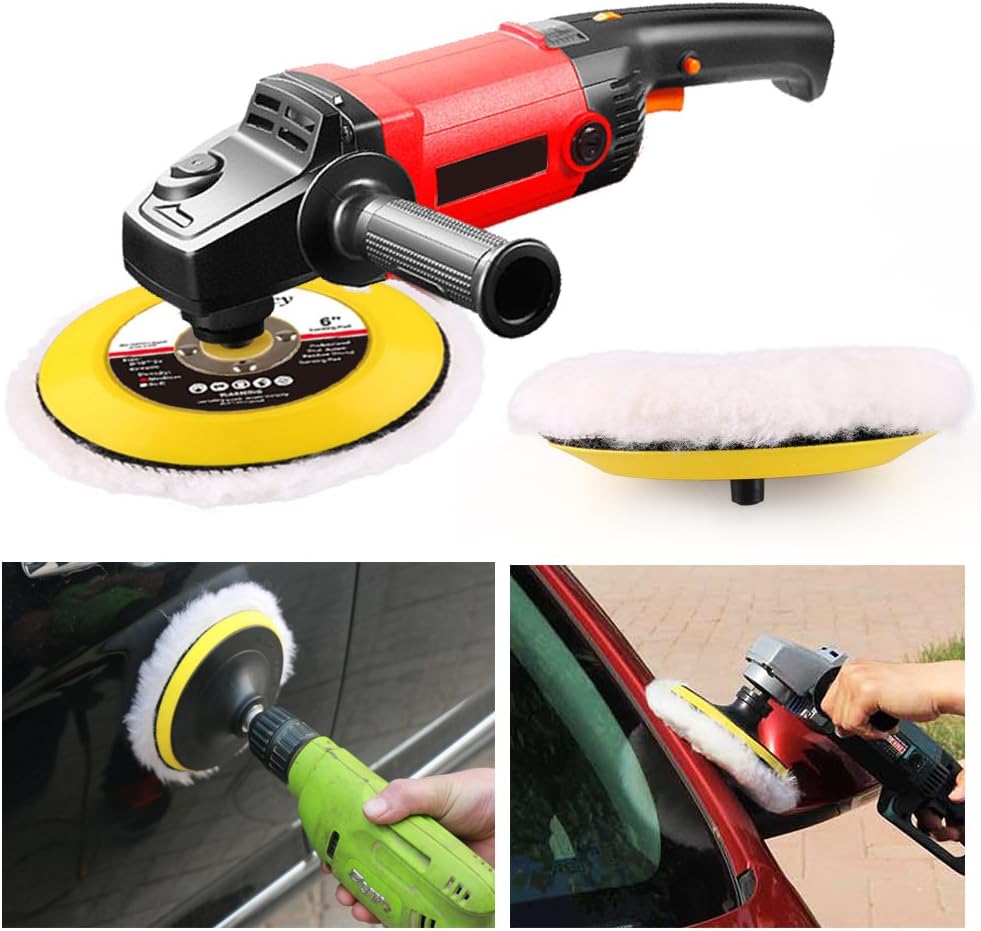 LotFancy Lambs Wool Hook and Loop Polishing Pad