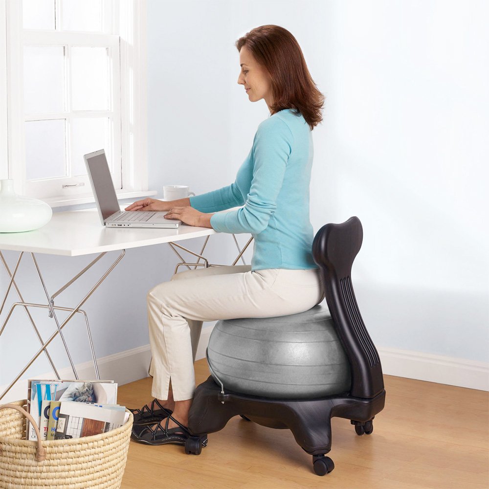 LotFancy Exercise Stability Ball with Foot Pump Fitness Balance Ball for Yoga Pilates Gym, Thick, Heavy Duty, Anti-Burst, 55cm 65cm 75cm Available