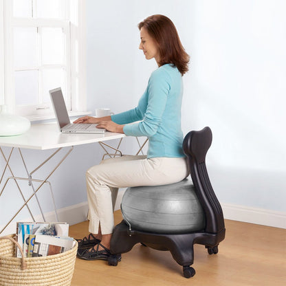 LotFancy Exercise Stability Ball with Foot Pump Fitness Balance Ball for Yoga Pilates Gym, Thick, Heavy Duty, Anti-Burst, 55cm 65cm 75cm Available
