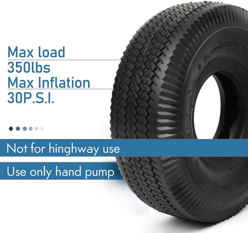 LotFancy 4.10/3.50-4” Tire, 2 Pack 10” Utility Tire for Dolly Hand Truck Garden Carts