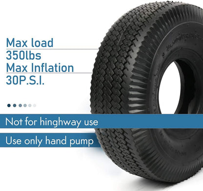 LotFancy 4.10/3.50-4” Tire, 2 Pack 10” Utility Tire for Dolly Hand Truck Garden Carts
