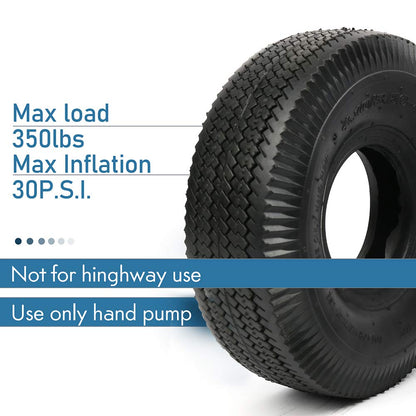 LotFancy 4.10/3.50-4” Tire, 2 Pack 10” Utility Tire for Dolly Hand Truck Garden Carts