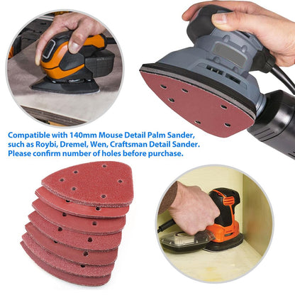 LotFancy 3-7/8"x5-1/2",40/60/80/120/180/240/320 Grit,Each 10PCS, Total 70PCS,Mouse Sander Pads Sanding Sheets Discs Mixed