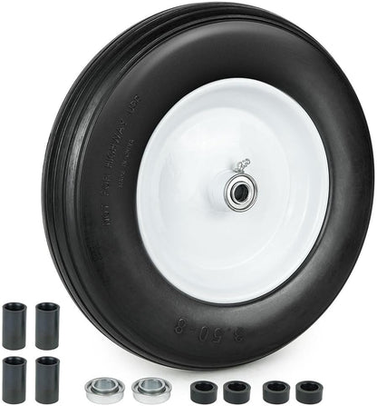 LotFancy Wheelbarrow Wheels and Tires, Replacement for Wheel Barrel Lawn Cart Garden Wagon