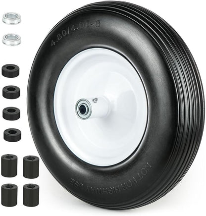 LotFancy Wheelbarrow Wheels and Tires, Replacement for Wheel Barrel Lawn Cart Garden Wagon