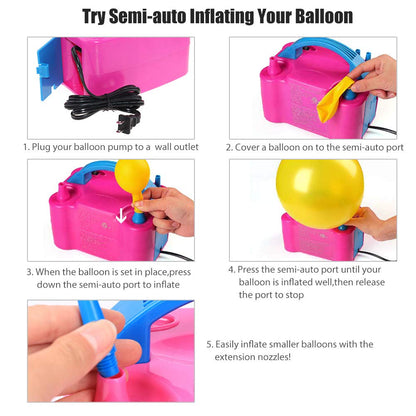 LotFancy Balloon Air Pump Electric, 110V-120V AC 600W Balloon Inflator Pump, Dual Nozzle Balloon Filler Blower for Christmas Balloon Garland Arch, Balloon Column Stand Decoration, ETL Approved