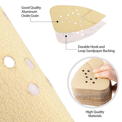 (Yellow) Assorted Mouse Sandpaper 12-Hole