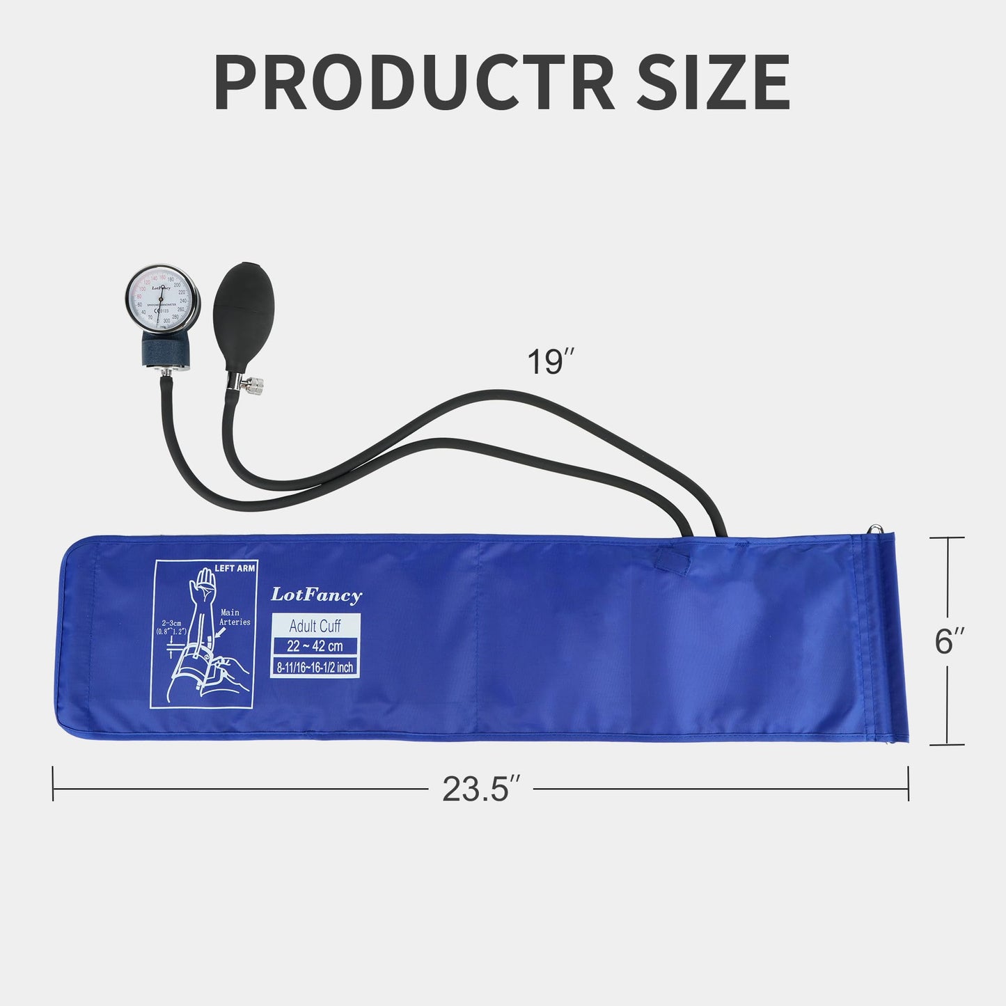 LotFancy Manual Aneroid Sphygmomanometer, Professional Manual Blood Pressure Monitor, 8.7''-16.5'', Adult & Pediatric Child BP Cuff, with Zipper Case, Blue