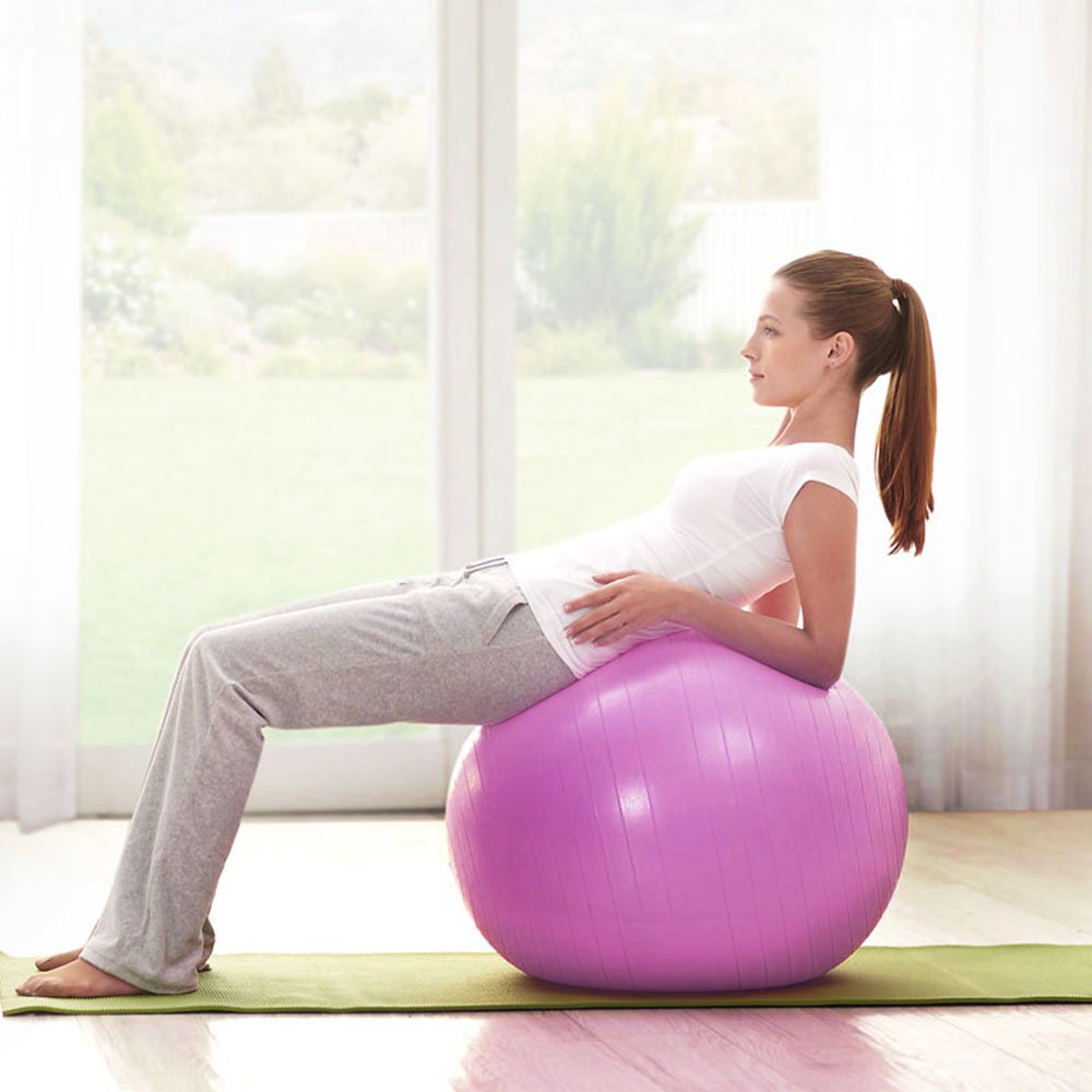 LotFancy Exercise Stability Ball with Foot Pump Fitness Balance Ball for Yoga Pilates Gym, Thick, Heavy Duty, Anti-Burst, 55cm 65cm 75cm Available