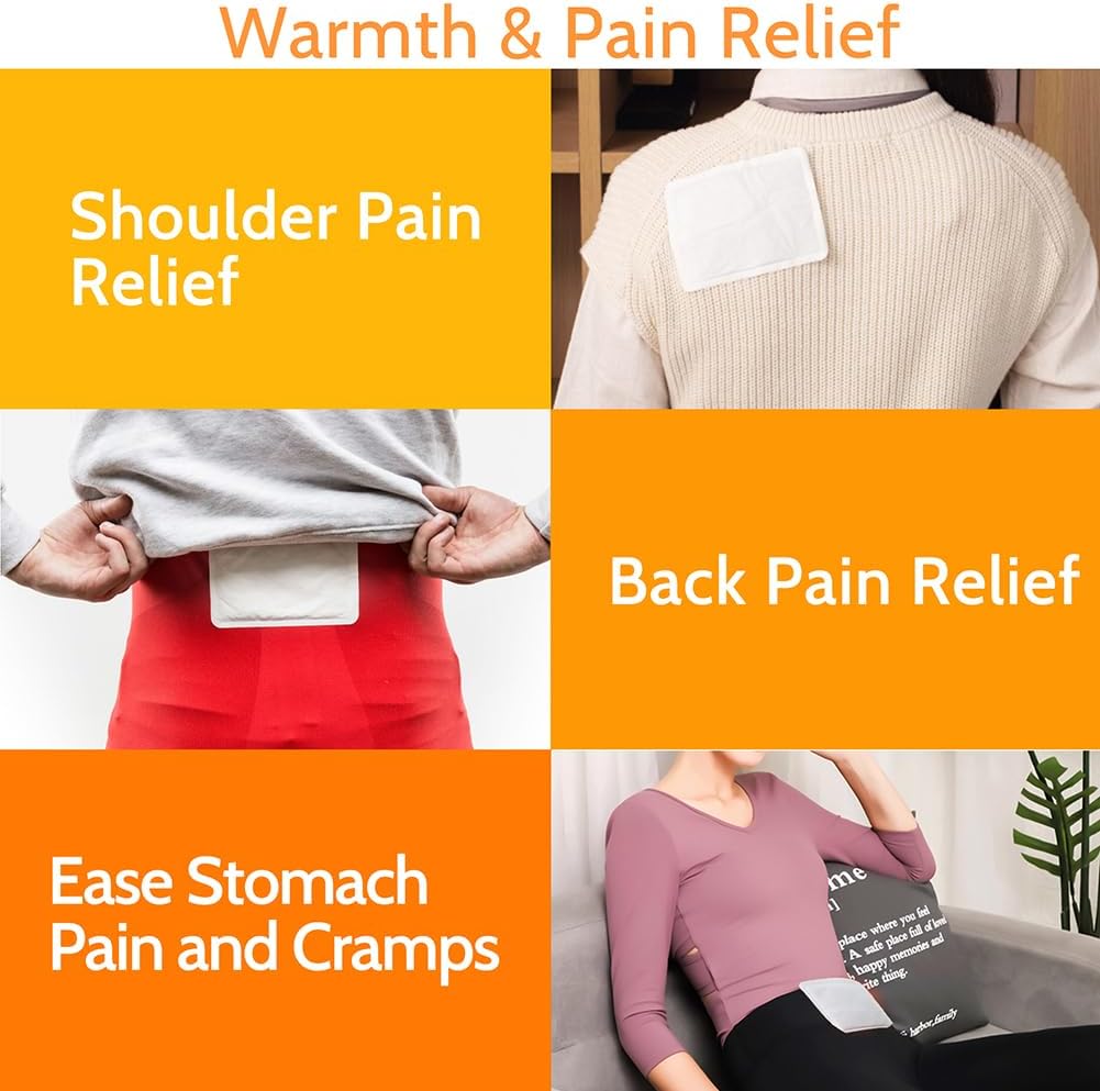 MEDLOT Body Warmers with Adhesive Backing, 20 Packs, Large Heating Pads Back Waist, 12 Hours Long Lasting, Safe Natural Odorless Air Activated Warmers, for Warmth and Pain Relief