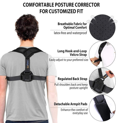 LotFancy Posture Corrector for Women, Kids Over 10, Teens, Under Clothes, Adjustable Upper Back Brace For Clavicle Support Small (30"-36" in Chest Circumference)