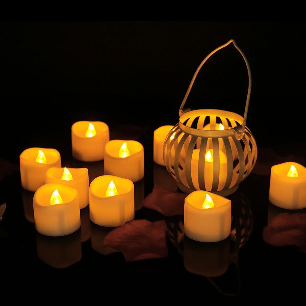 LotFancy Flameless Flickering Candles - Battery Operated Bright LED Tealight Candles Set - Electric Realistic Votive Candles, Warm White, Unscented, Pack of 12