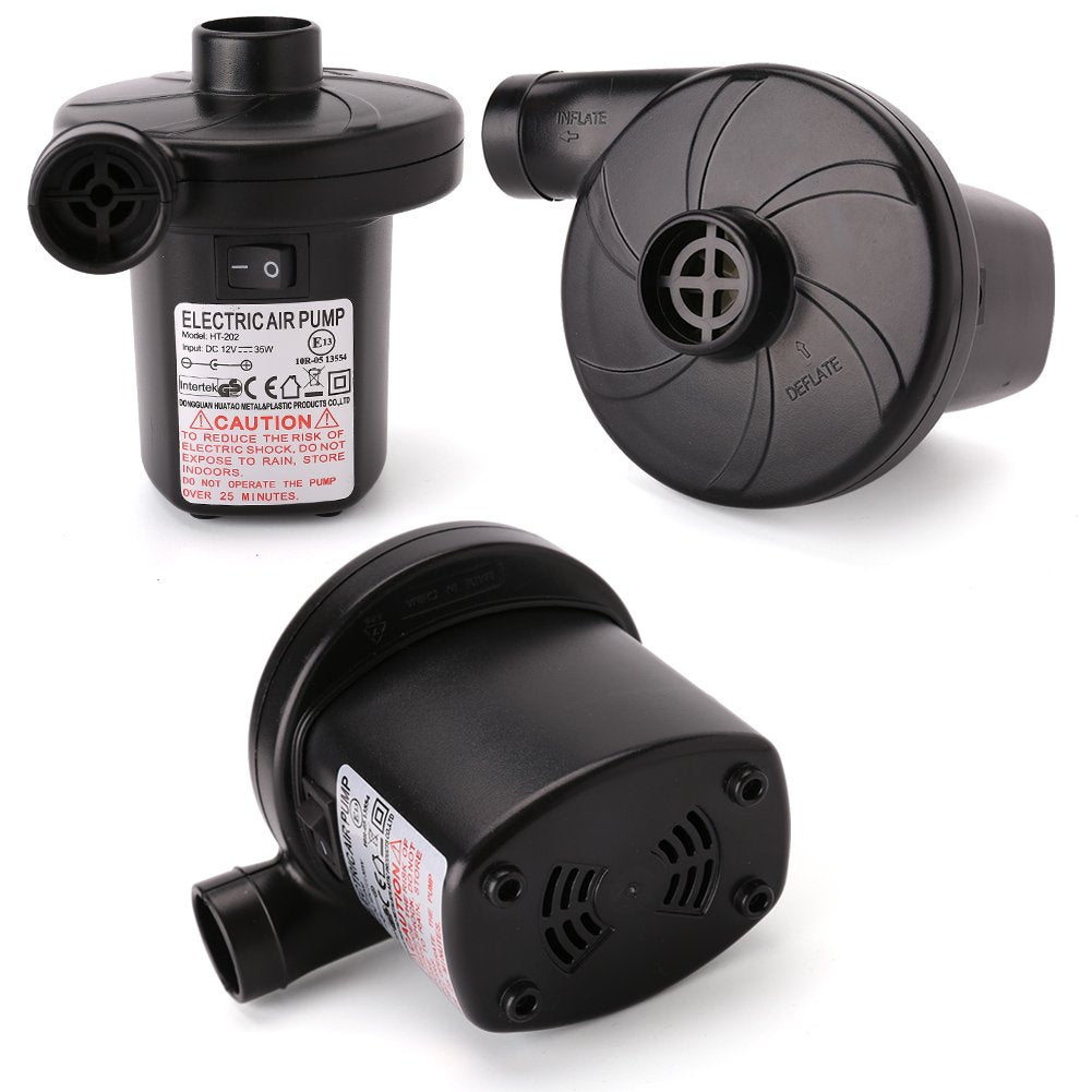 LotFancy Electric Air Pump, 12V DC Air Pump for Inflatables, Portable Inflator/Deflator Pumps for Kayaks, Outdoor Camping, Air Mattress, Air Bed Raft Pool Toys, with 3 Nozzles, Quick-Fill