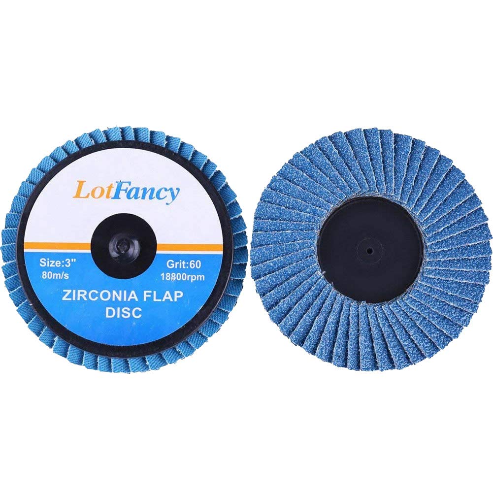 3” 60 Grit Flap Disc, 10PCS Roll Lock Sanding Grinding Wheels by LotFancy, Zirconia Alumina Abrasive, T27, Fits Ingersoll Rand 301B, Chicago Pneumatic CP875, Astro 219, AIRCAT 6255