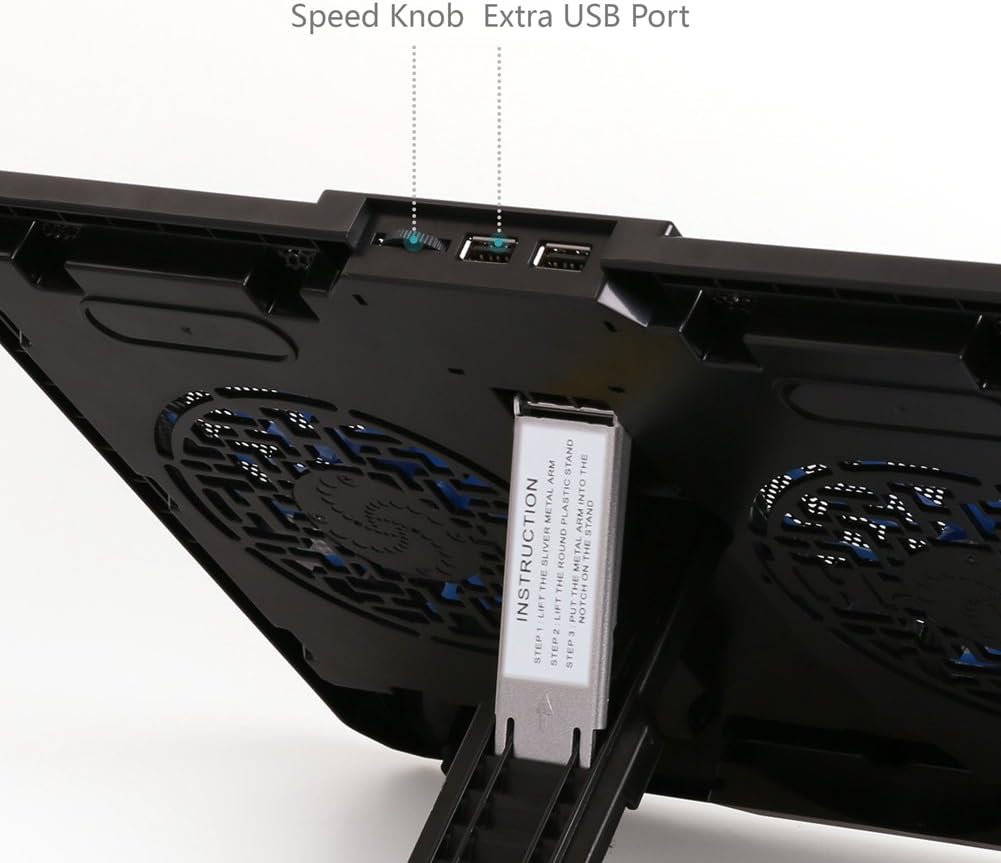 Laptop Cooler Cooling Pad for 10"-15" Notebook - Adjustable Chill Mat Stand with 2 LED Fans by LotFancy