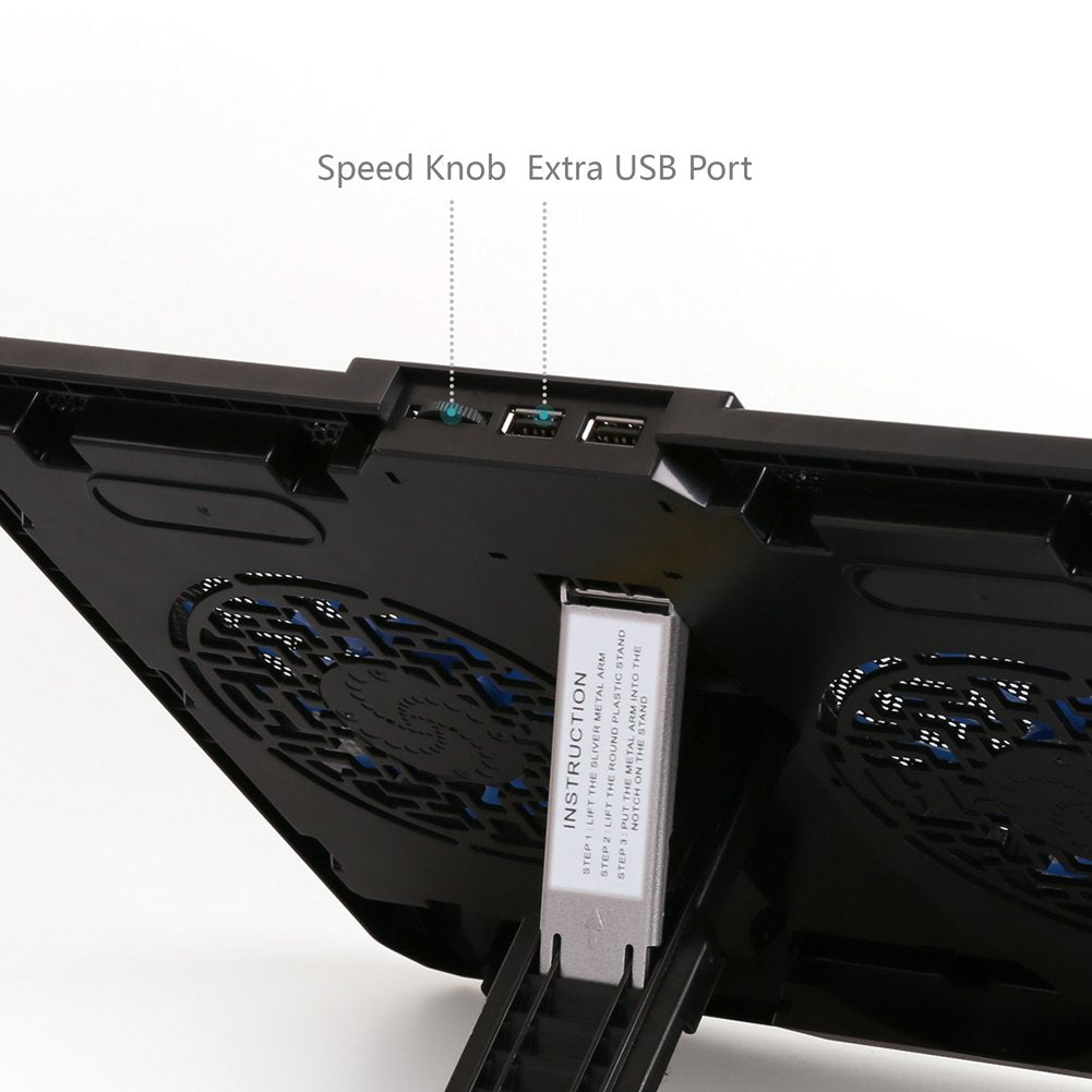 Laptop Cooler Cooling Pad for 10"-15" Notebook - Adjustable Chill Mat Stand with 2 LED Fans by LotFancy