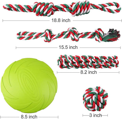 Dog Toys - Dog Rope Toys - Dog Rope Chew Toy for Small and Medium Dogs - Set of 5 XL Dog Rope Toys Set for Chewing, Tug of War and Frisbee