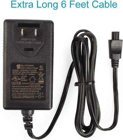 36V 42V 1A Battery Charger, Compatible with Razor Electric Scooters, Swagtron T1, T3, T6, Swagway X1, IO Hawk, Power Supply Adapter, UL Listed, Mini 3-Prong Connector