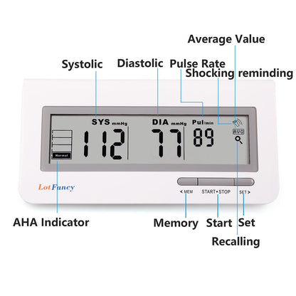 LotFancy FDA Approved Auto Digital Arm Blood Pressure Monitor,Large LCD Display,Irregular Heartbeat Detection, 60 Records,Average Latest 3 Records