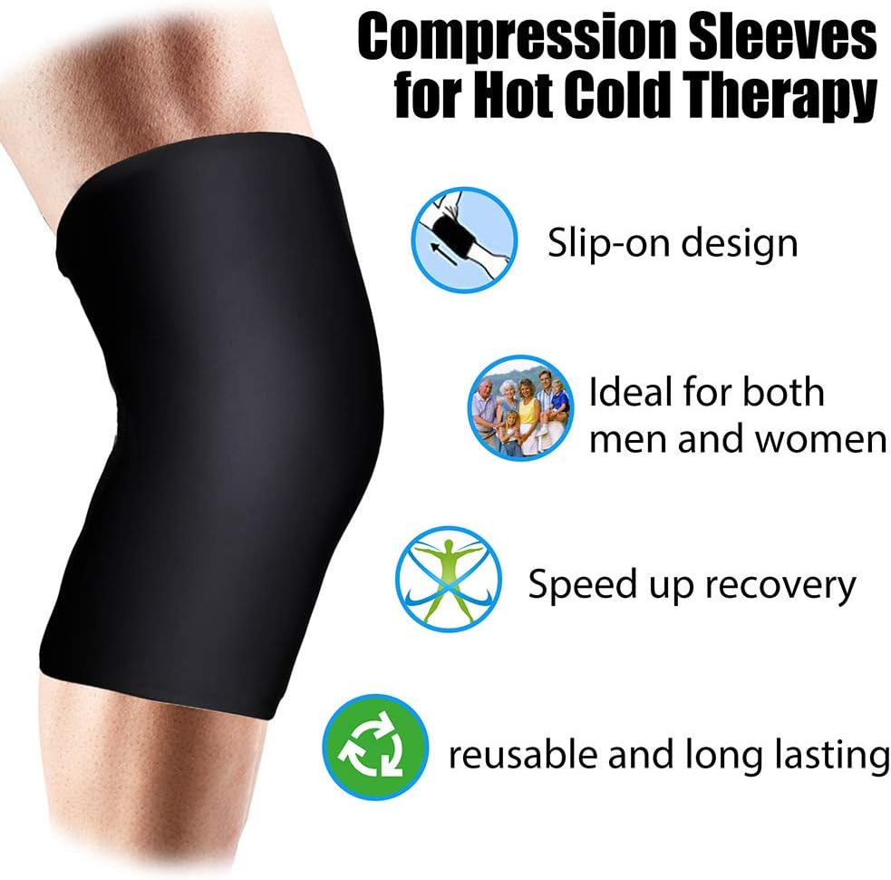 Hot Cold Compression Sleeve for Therapy, LotFancy Elbow Brace Support, Gel Ice Pack Wrap for Injuries, Arthritis, Tendonitis, Sports Recovery, Pain Relief for Arm, Ankle, Knee, Calf, Muscles & Joints