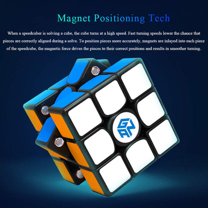 GAN 356 X 3x3 Speed Cube Sticker Magic Cube Gans 356X 3by3 Speed Cube Gan356 X 3x3x3 Magnetic Puzzle Cube for Kids Adults Challenge (Numerical IPG Version), Half Bright