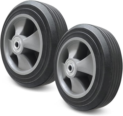 LotFancy Flat Free Solid Rubber Tires, 2 Pack Hand Truck Dolly Wheel Replacement