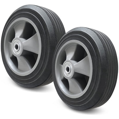 LotFancy Flat Free Solid Rubber Tires, 2 Pack Hand Truck Dolly Wheel Replacement