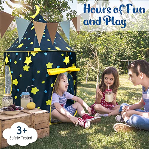 LotFancy Play Tent with Star Lights and Storage Carrying Bag, Pop Up Play Tent House for Kids Toddlers, Indoor and Outdoor Use, Foldable, Portable