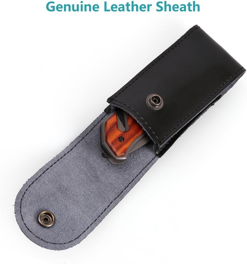 LotFancy Tactical Folding Pocket Knife with Clip Outdoor Portable Survival Knife for Rescue Hunting, Partially Serrated Blade, 5 Inch Closed