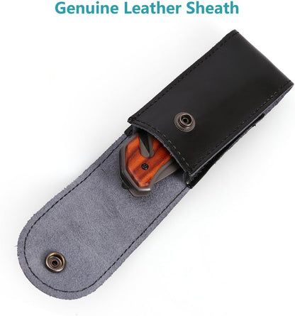 LotFancy Tactical Folding Pocket Knife with Clip Outdoor Portable Survival Knife for Rescue Hunting, Partially Serrated Blade, 5 Inch Closed