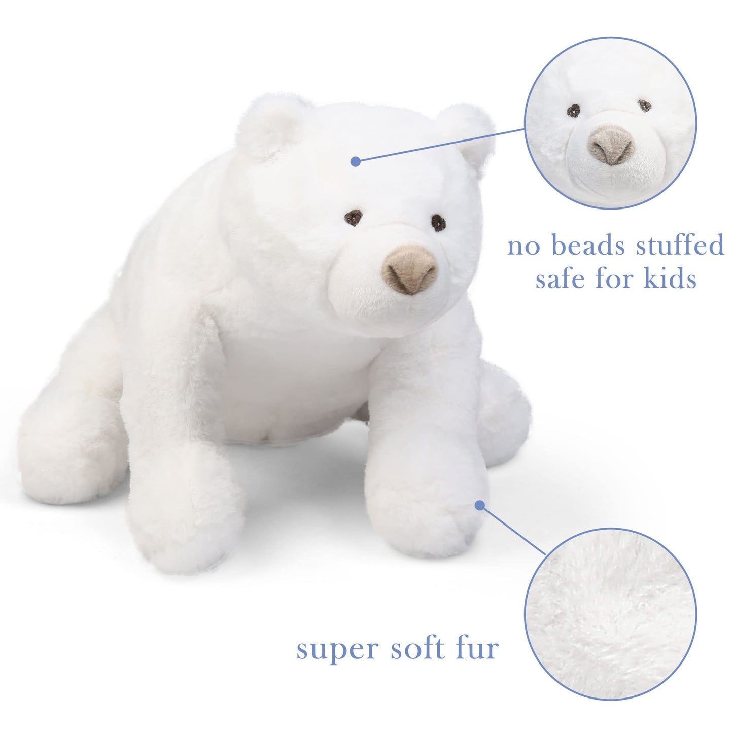 BenBen Polar Bear Stuffed Animal, 18 inch Stuffed Polar Bear Plush Toy, White