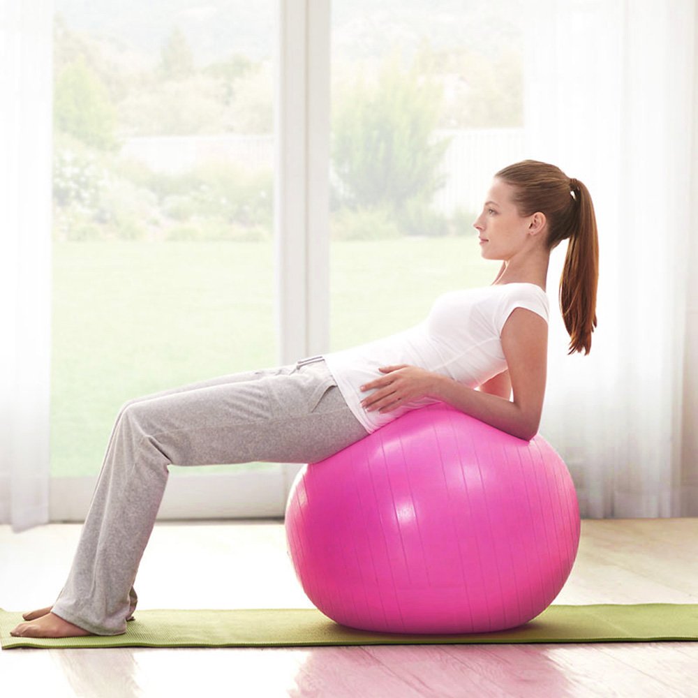 LotFancy Exercise Stability Ball with Foot Pump Fitness Balance Ball for Yoga Pilates Gym, Thick, Heavy Duty, Anti-Burst, 55cm 65cm 75cm Available
