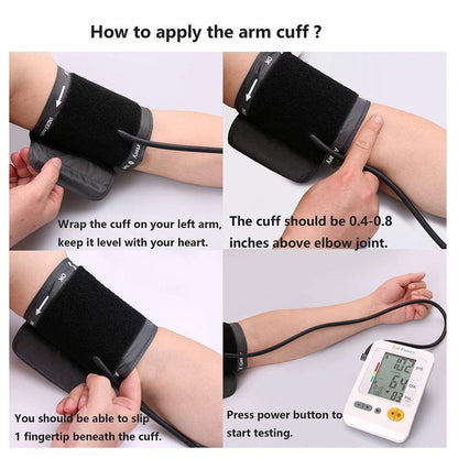 LotFancy Blood Pressure Monitor, Automatic Upper Arm BP Cuff 8.7-14.2” Machine Kit, Accurate Digital BP Gauge, Dual Power Home Heartbeat Meter, 4 User, 120 Readings Memory, Large LCD Display