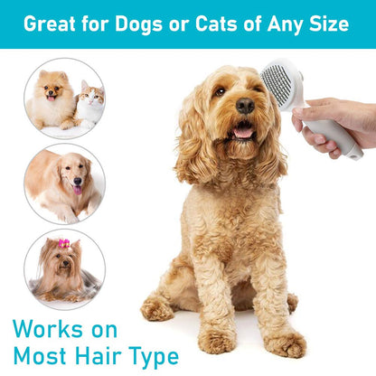 Prime Pets Dog Cat Brush and Nail Clipper, Self-Cleaning Slicker Brush for Shedding and Grooming, Remove Mats, Loose Undercoat or Tangled Hair, for Short or Long Hair Pets