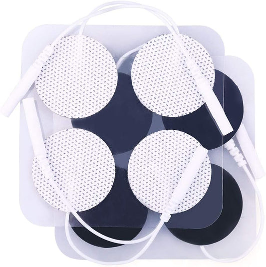 TENS Unit Pads, 40PCS Round Electrodes Pads, 1.25" Reusable Carbon Electrotherapy Pads for EMS Muscle Stimulator, with 2.0 mm Pigtail Connectors