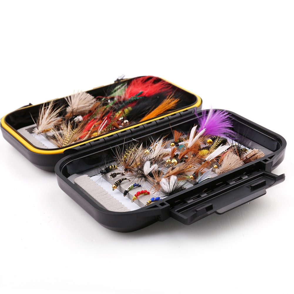 LotFancy Fly Fishing Lures Kit with Tackle Box, Dry/Wet Flies,Nymph Flies, Wooly Bugger Flies, Streamers, Emergers, Caddis Fly Assortment for Trout Bass Salmon