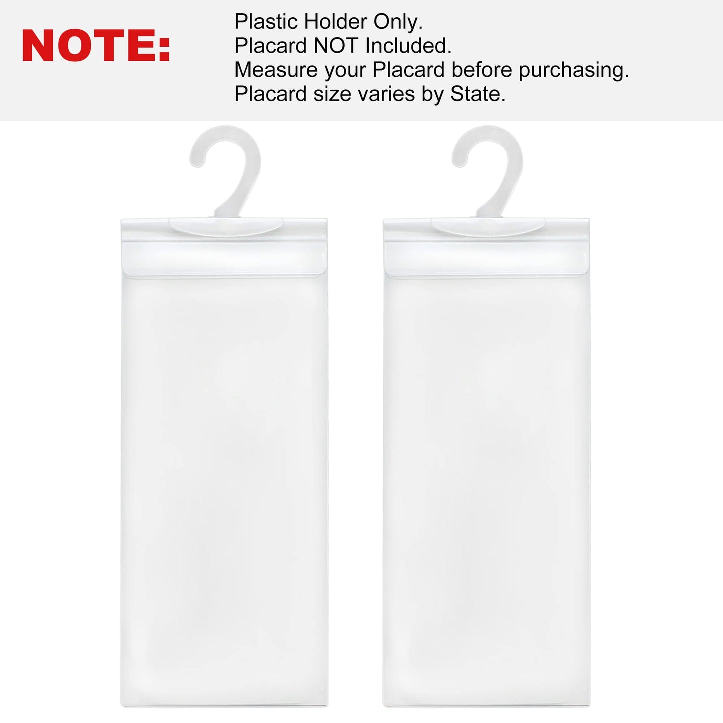 LotFancy Handicap Placard Holder- 10.6" x 5", Ultra Transparent Disabled Parking Placard Protector Hanger Sleeve - Pack of 2, with Plastic Large Hanger