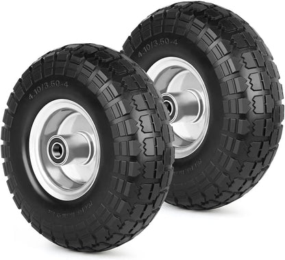 LotFancy 4.10/3.50-4” Tire, 2 Pack 10” Utility Tire for Dolly Hand Truck Garden Carts