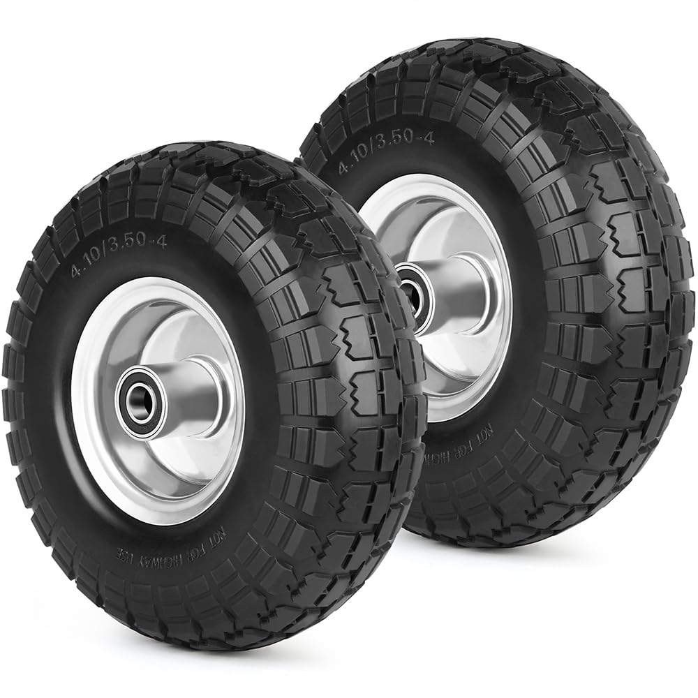 LotFancy 4.10/3.50-4” Tire, 2 Pack 10” Utility Tire for Dolly Hand Truck Garden Carts