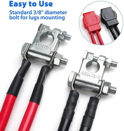 LotFancy Military Spec Battery Terminal Top Post Set, for Marine Vessels Cars Boats RVs, 1 Pair each with Cover (Positive & Negative)
